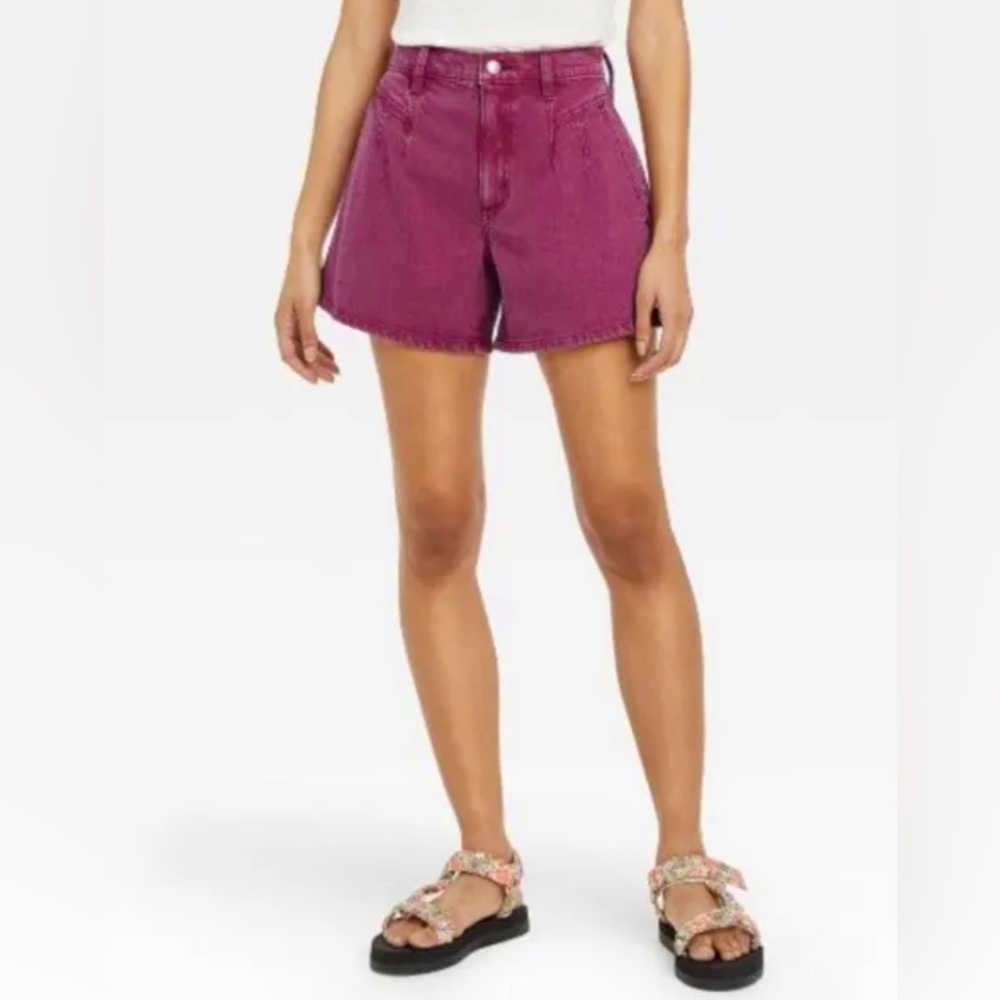 Women high-rise A-line midi jean shorts Universal Thread purple size 16 new